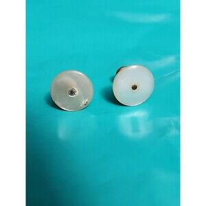 Vintage Mother of Pearl & Seed Pearl Cufflinks Gold Tone Mid-Century